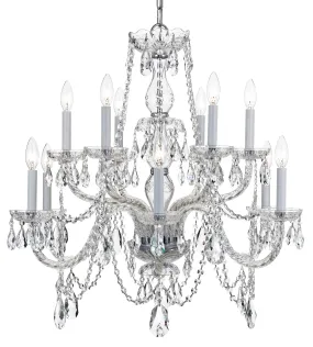 12 Light Polished Chrome Crystal Chandelier Draped In Clear Italian Crystal - C193-1135-CH-CL-I