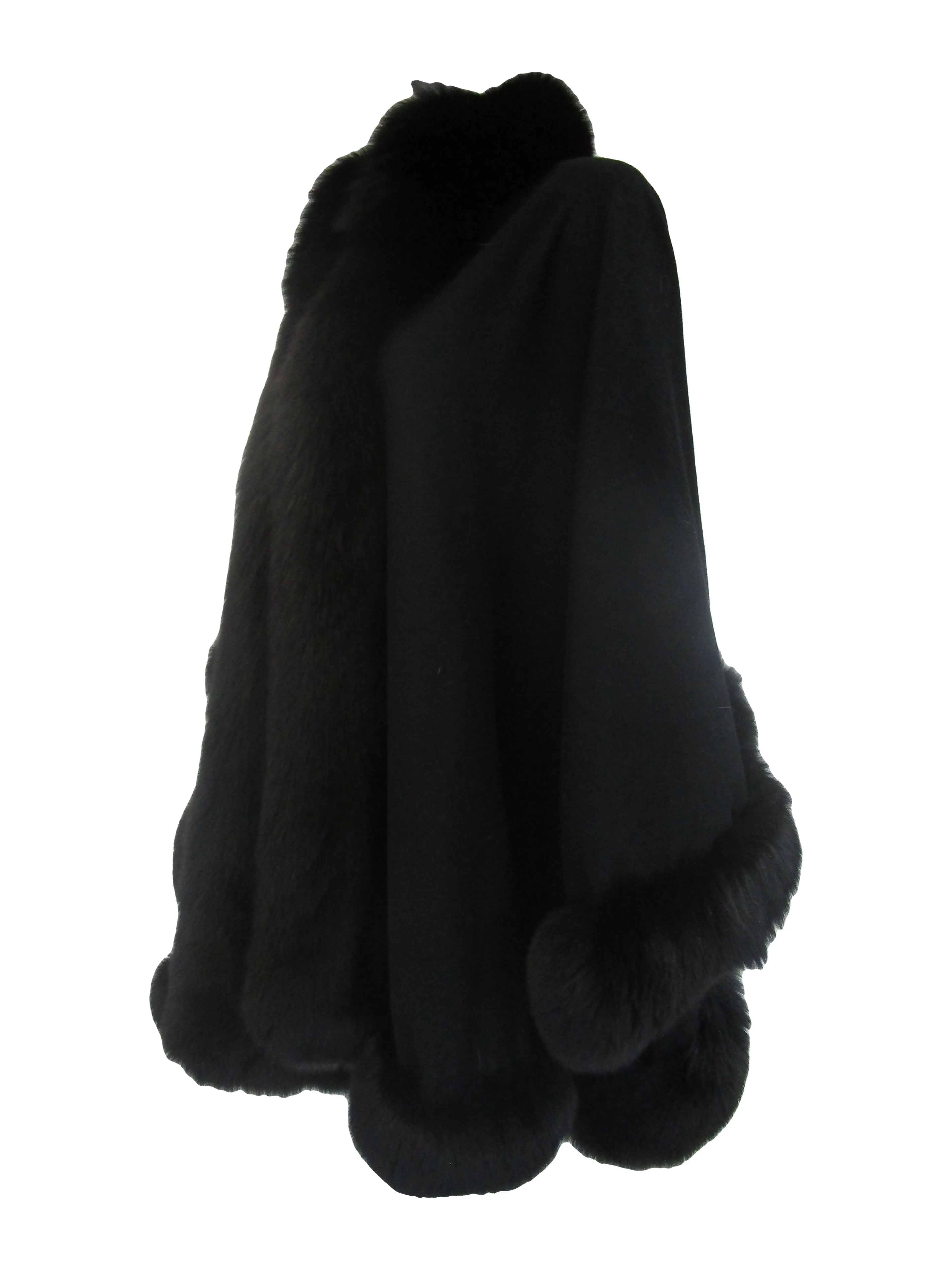 1960s Alixandre Black Fox Fur Cape