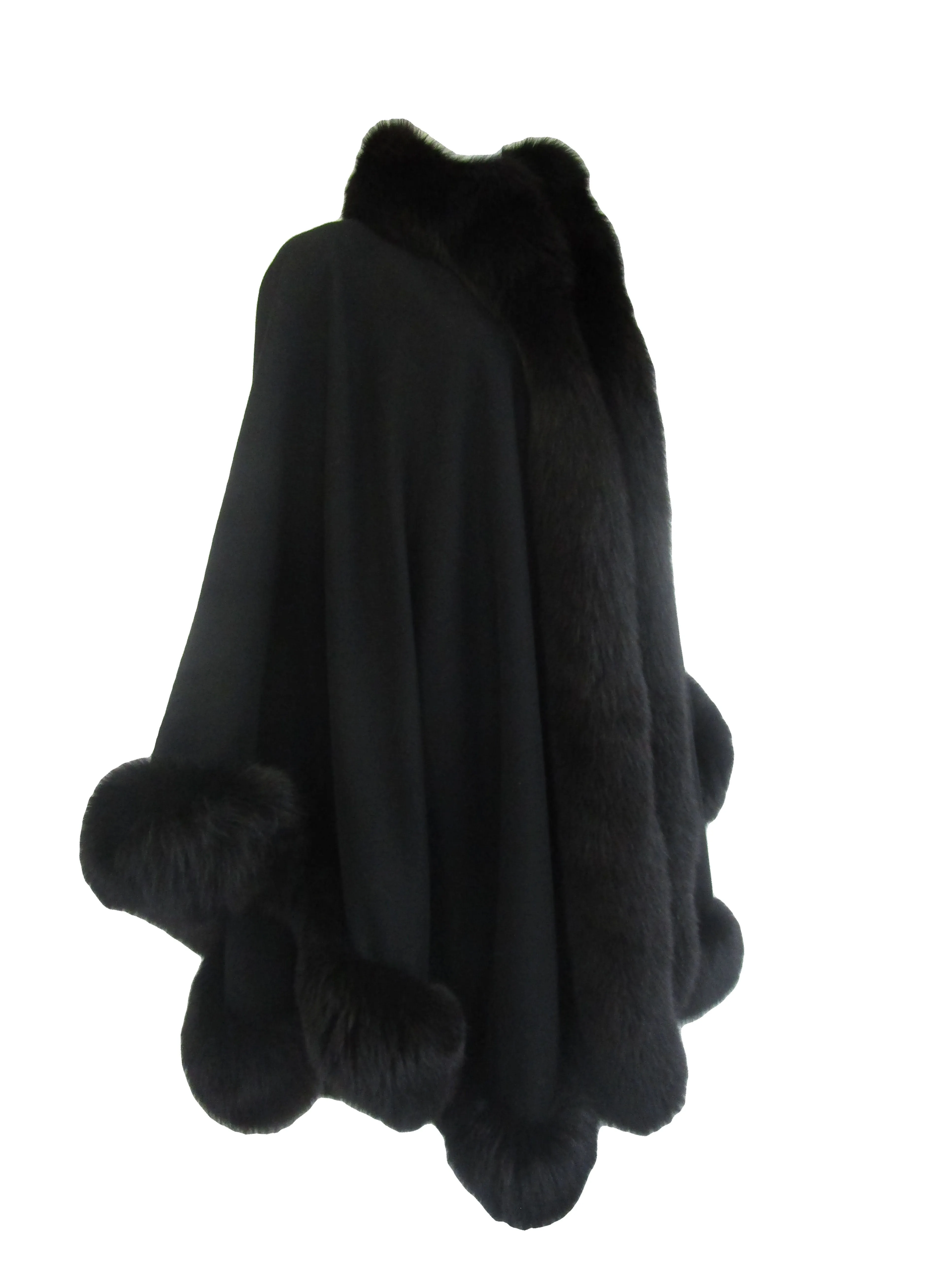 1960s Alixandre Black Fox Fur Cape