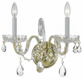 2 Light Polished Brass Crystal Sconce - C193-1032-PB-CL-MWP