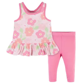 2-Piece Baby Girls Summer Blossom Sleeveless Tunic & Legging Set