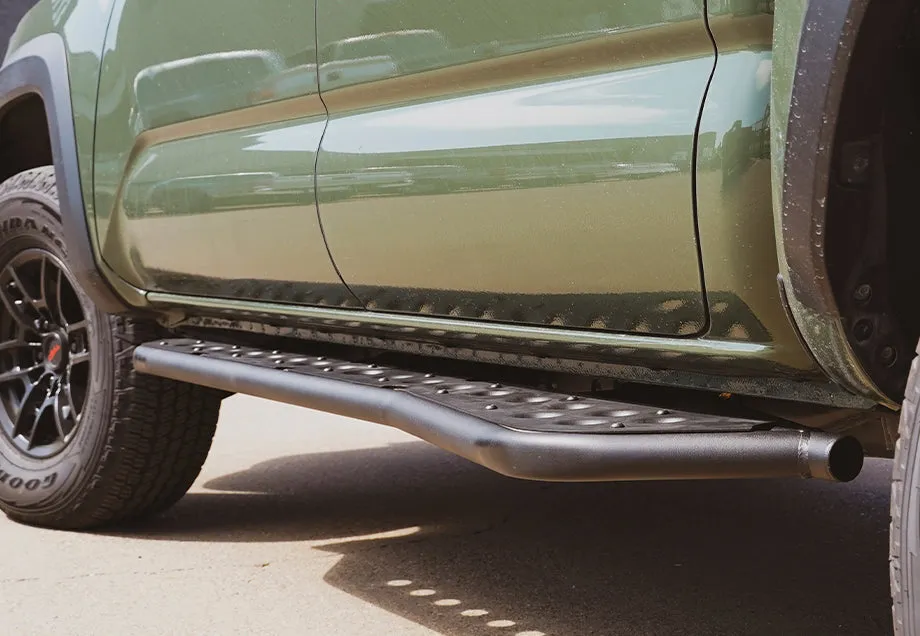 2005-2023 Toyota Tacoma Step Edition Rock Sliders - No Kick Out // Powder Coat // Powder Coat // Double Cab Long Bed