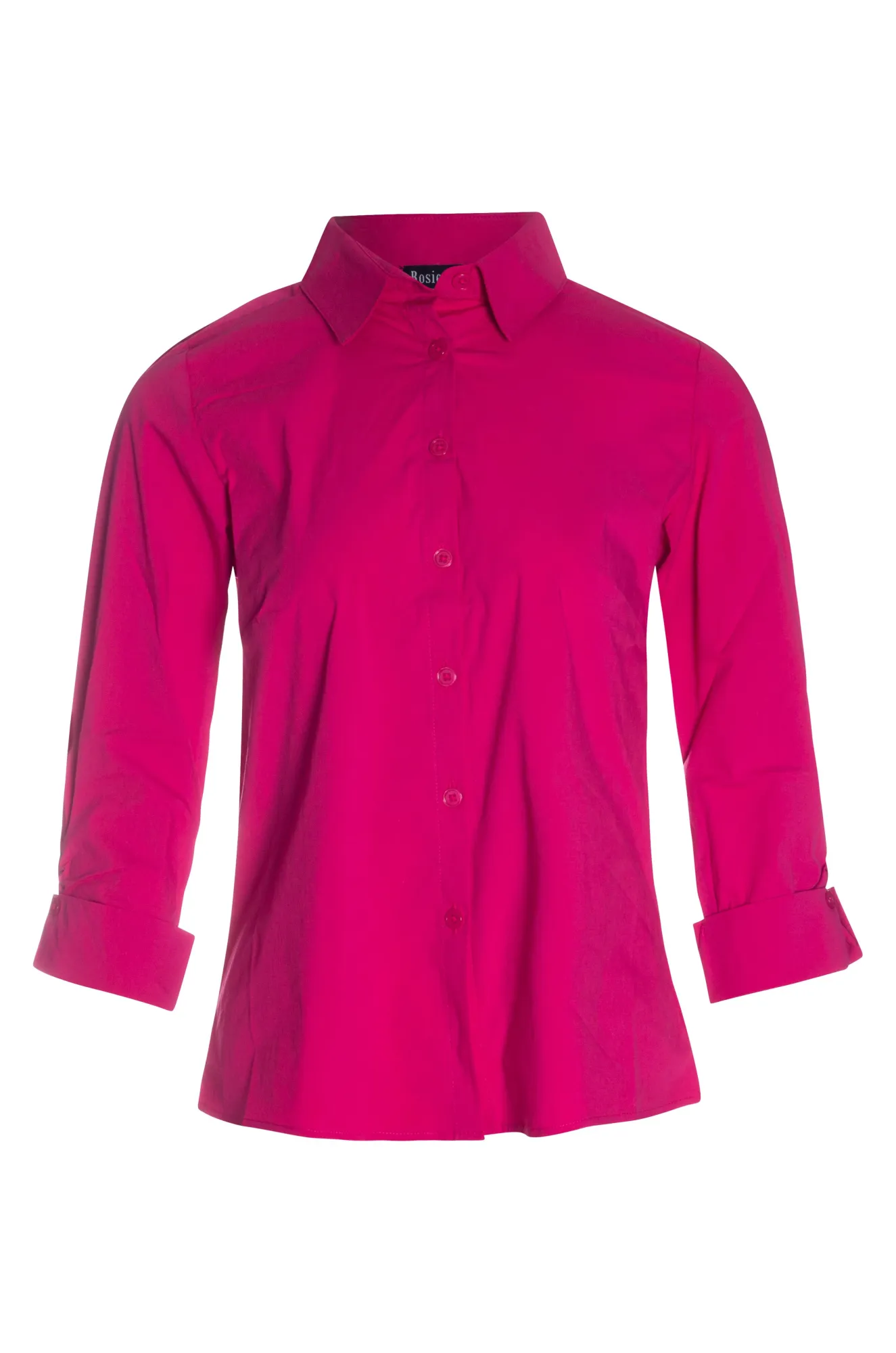 3/4 sleeve Cotton Poplin Shirt | MAGENTA | 6382AR