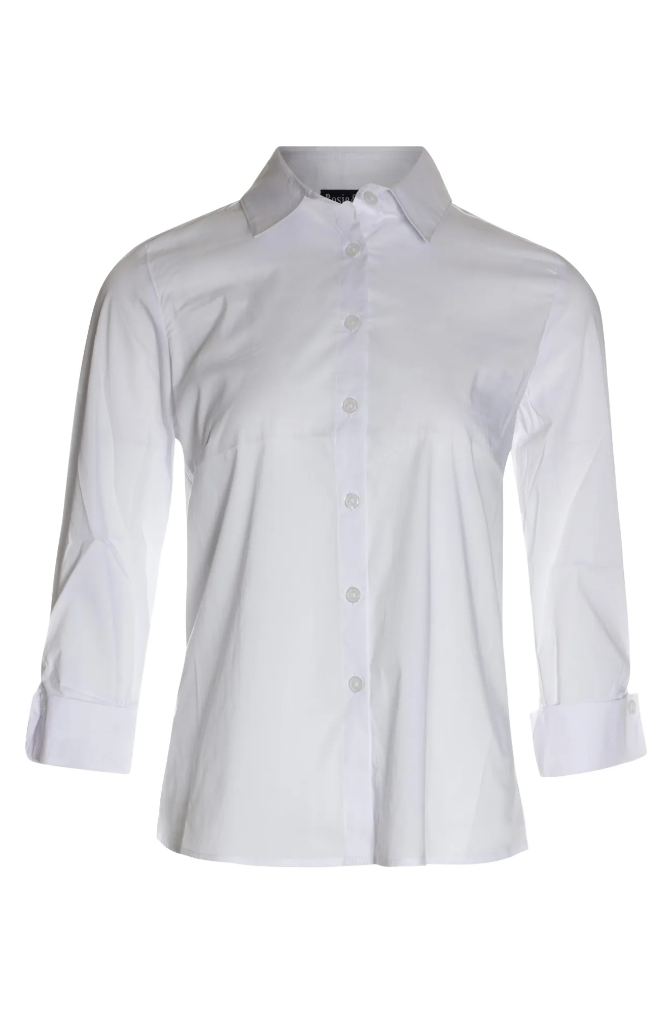 3/4 sleeve Cotton Poplin Shirt | WHITE | 6382AR