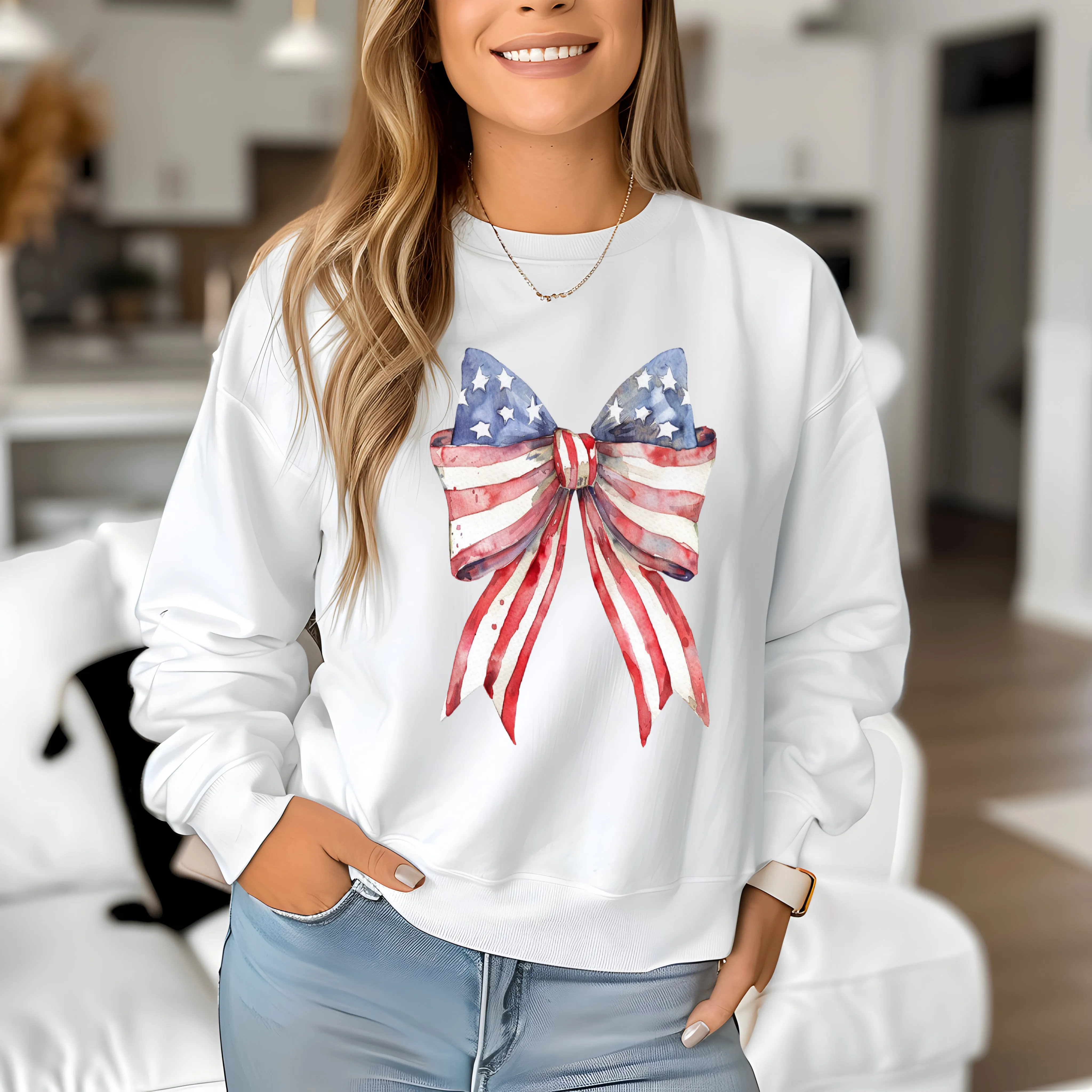 4th of July Bow Sweatshirt