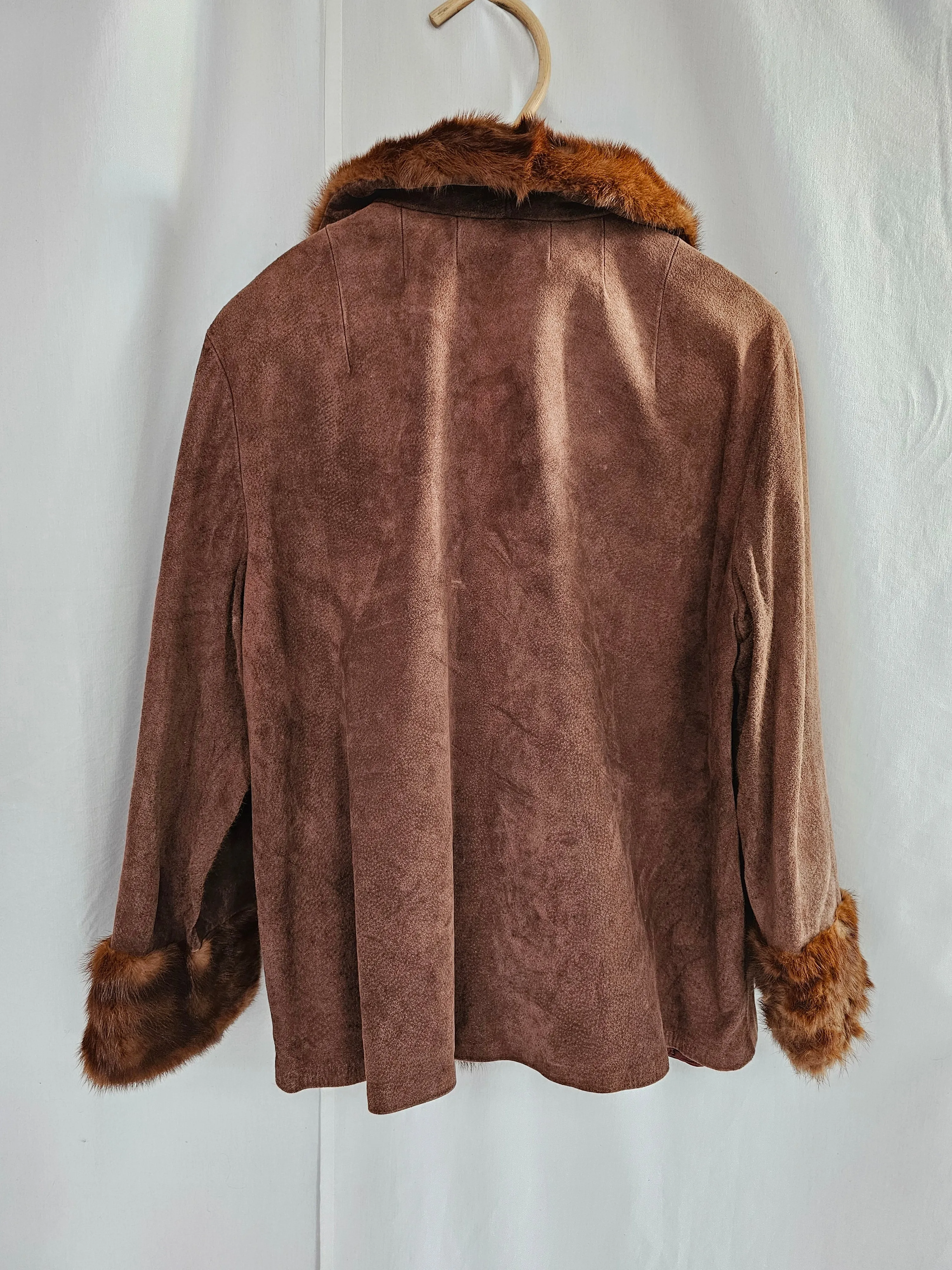 60s Vintage K Fettel Suede/Fur Coat Size 12