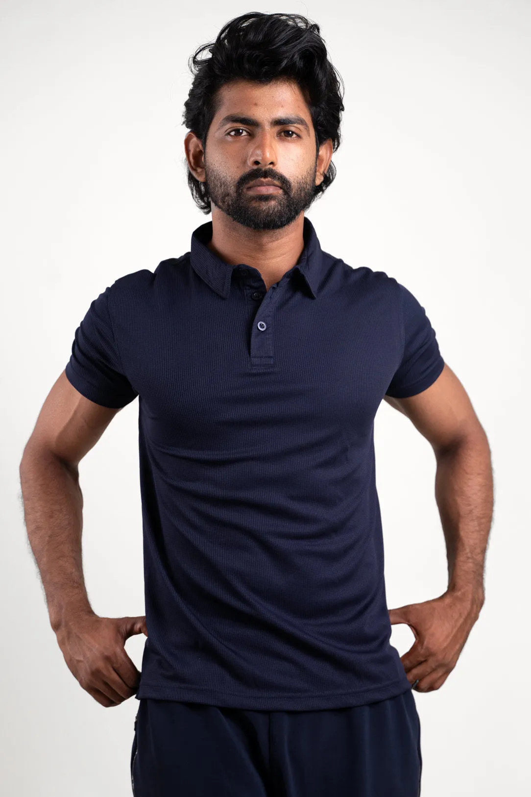 Active Navy Blue Polo Tshirt  For Men