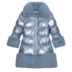 A'Dee - Penelope ice blue jacket with faux fur trim