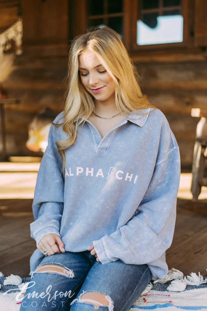 Alpha Chi Omega Collared Cord Pullover