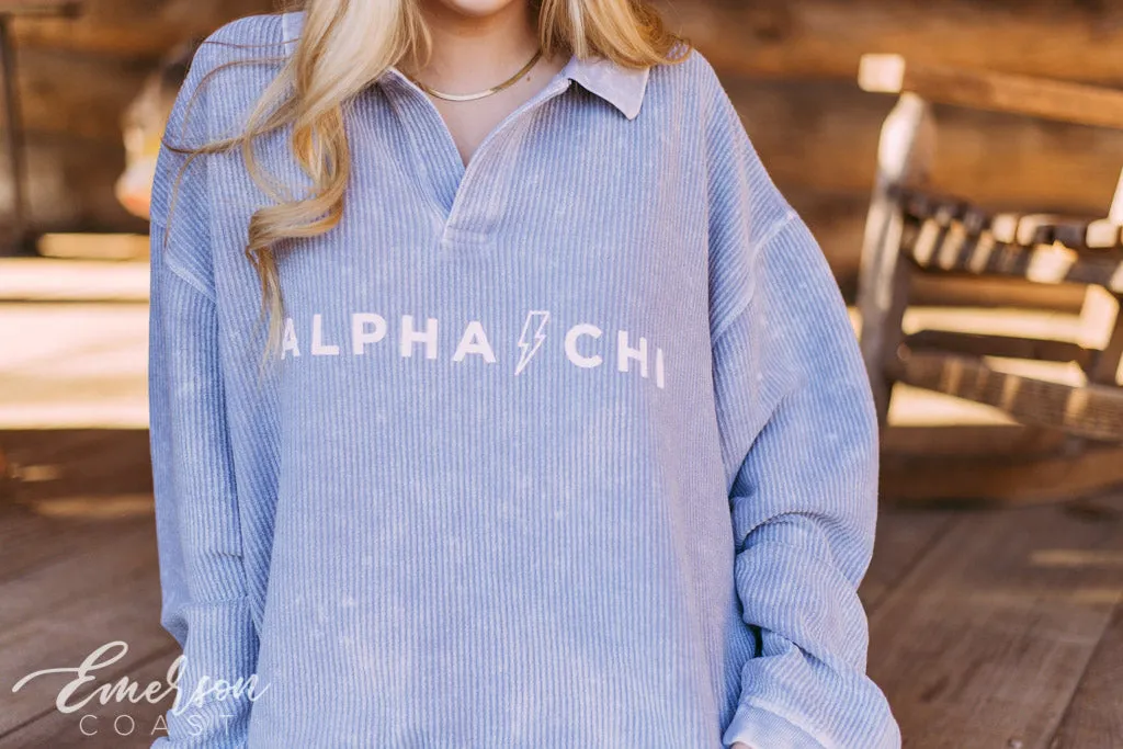 Alpha Chi Omega Collared Cord Pullover