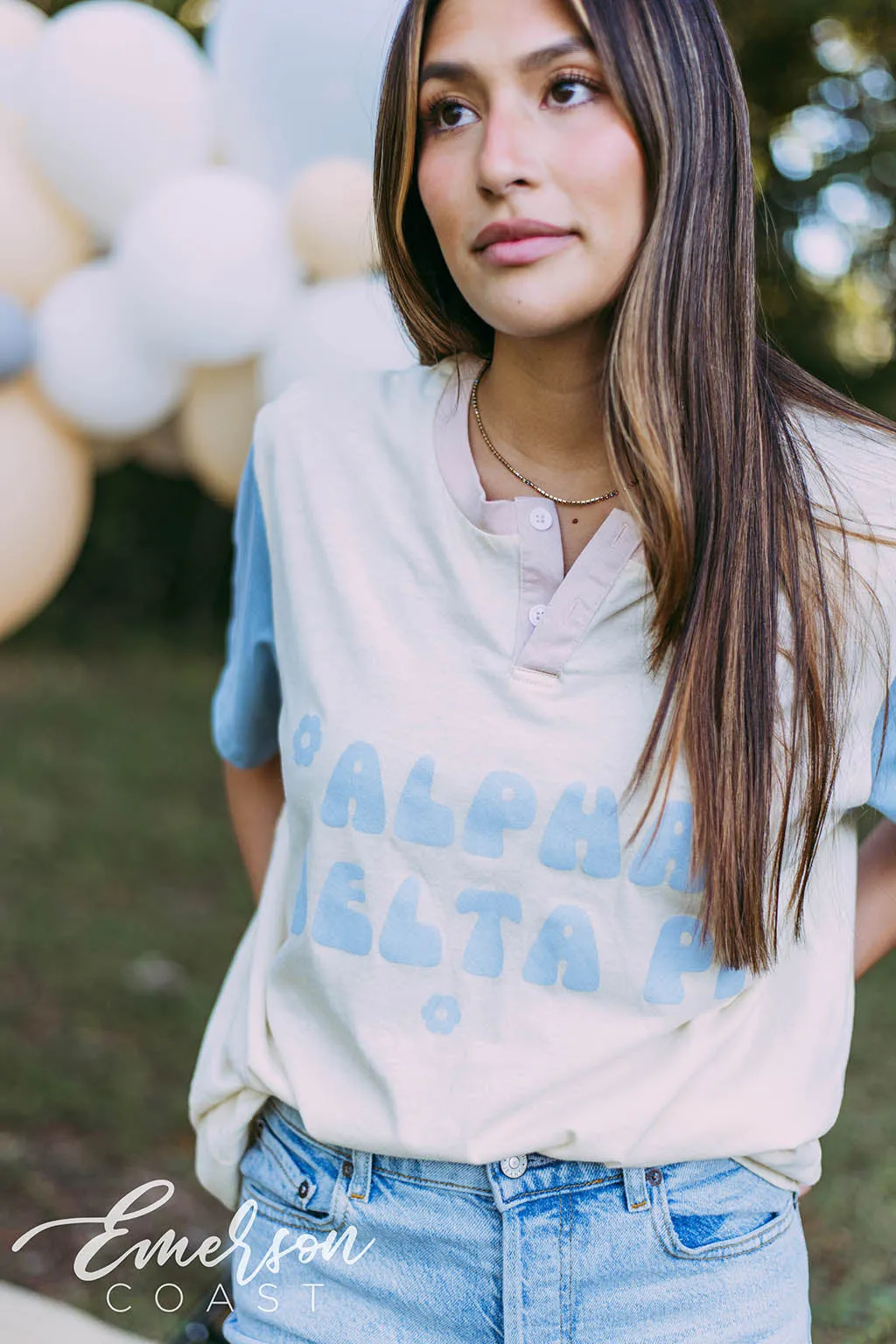 Alpha Delta Pi Retro Colorblock Henley