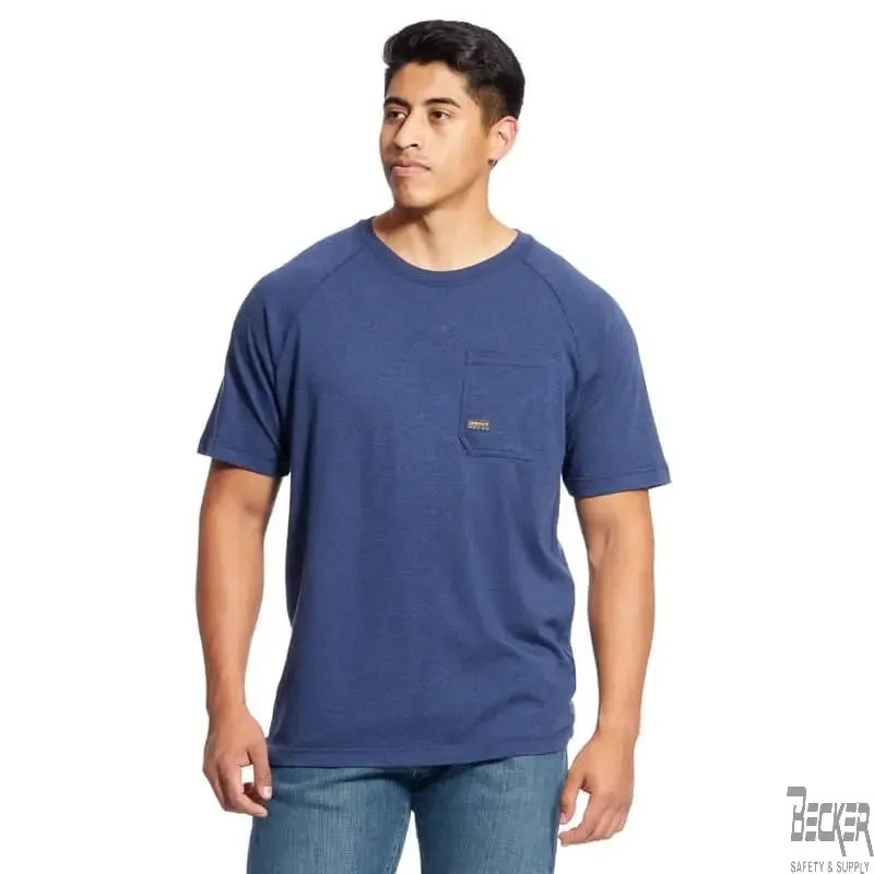 ARIAT - Men's Rebar Rebar Cotton Strong T-Shirt, Heather Navy