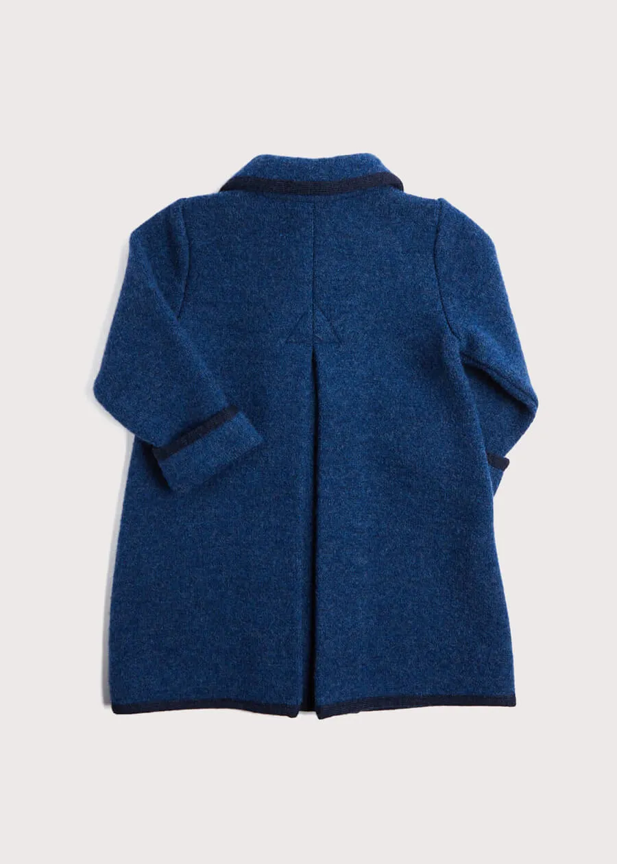 Austrian Double Breasted Navy Trim Coat in Blue (12mths-10yrs)