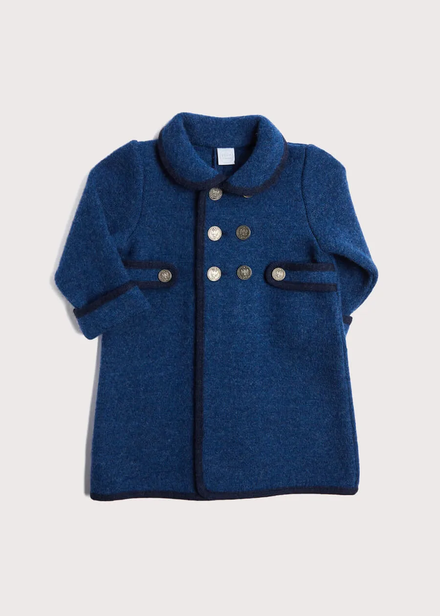 Austrian Double Breasted Navy Trim Coat in Blue (12mths-10yrs)