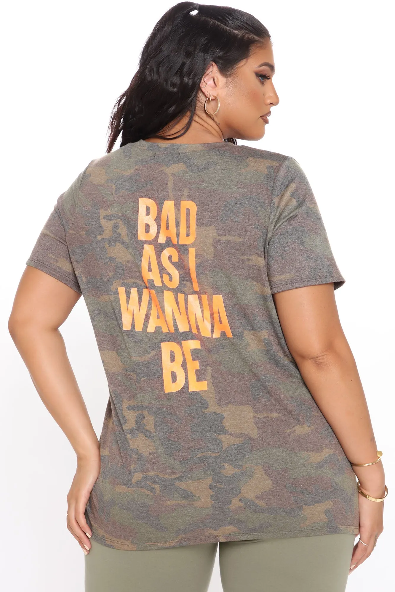 Bad As I Wanna Be Camo Top - Olive/combo