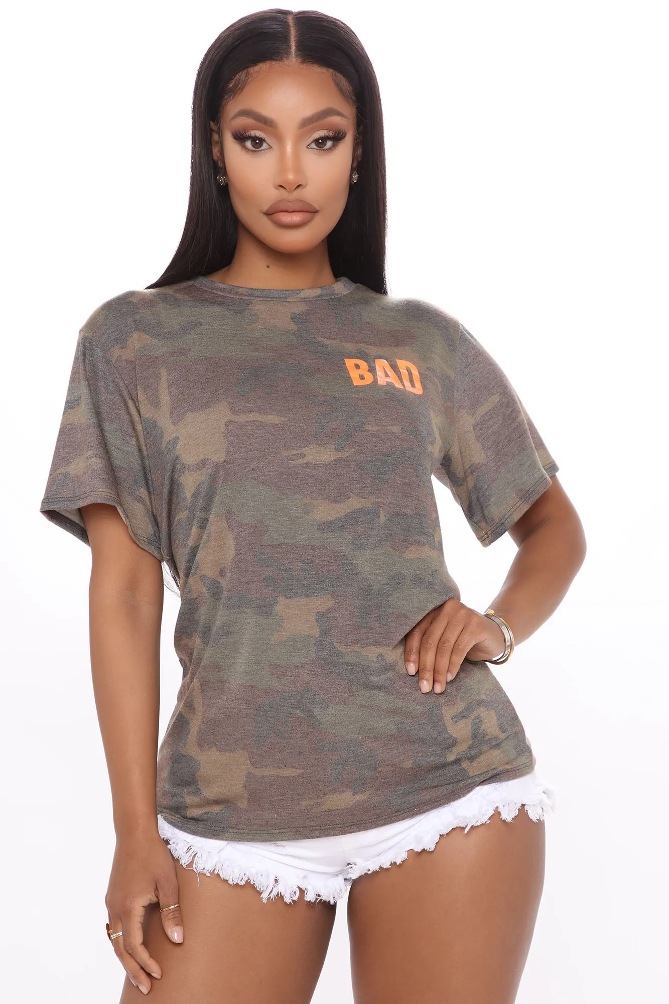 Bad As I Wanna Be Camo Top - Olive/combo