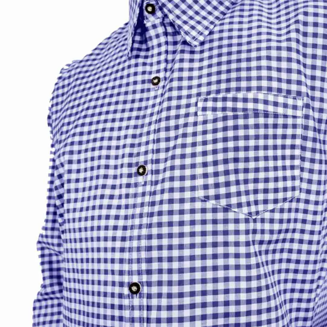 Bavarian Men Shirt Checked Sea Blue