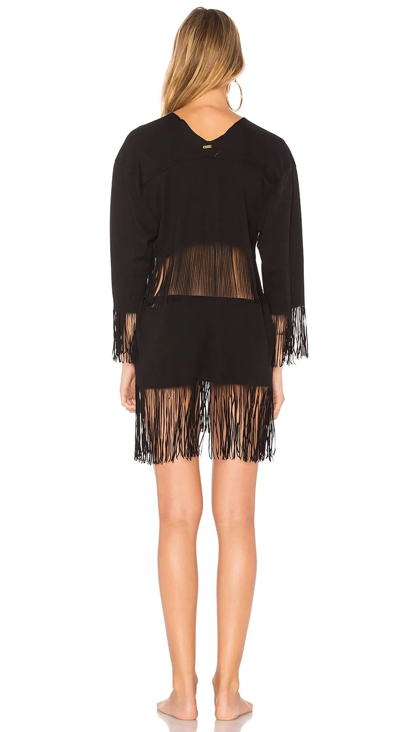 Beach Bunny Indian Summer Fringe Tunic Black