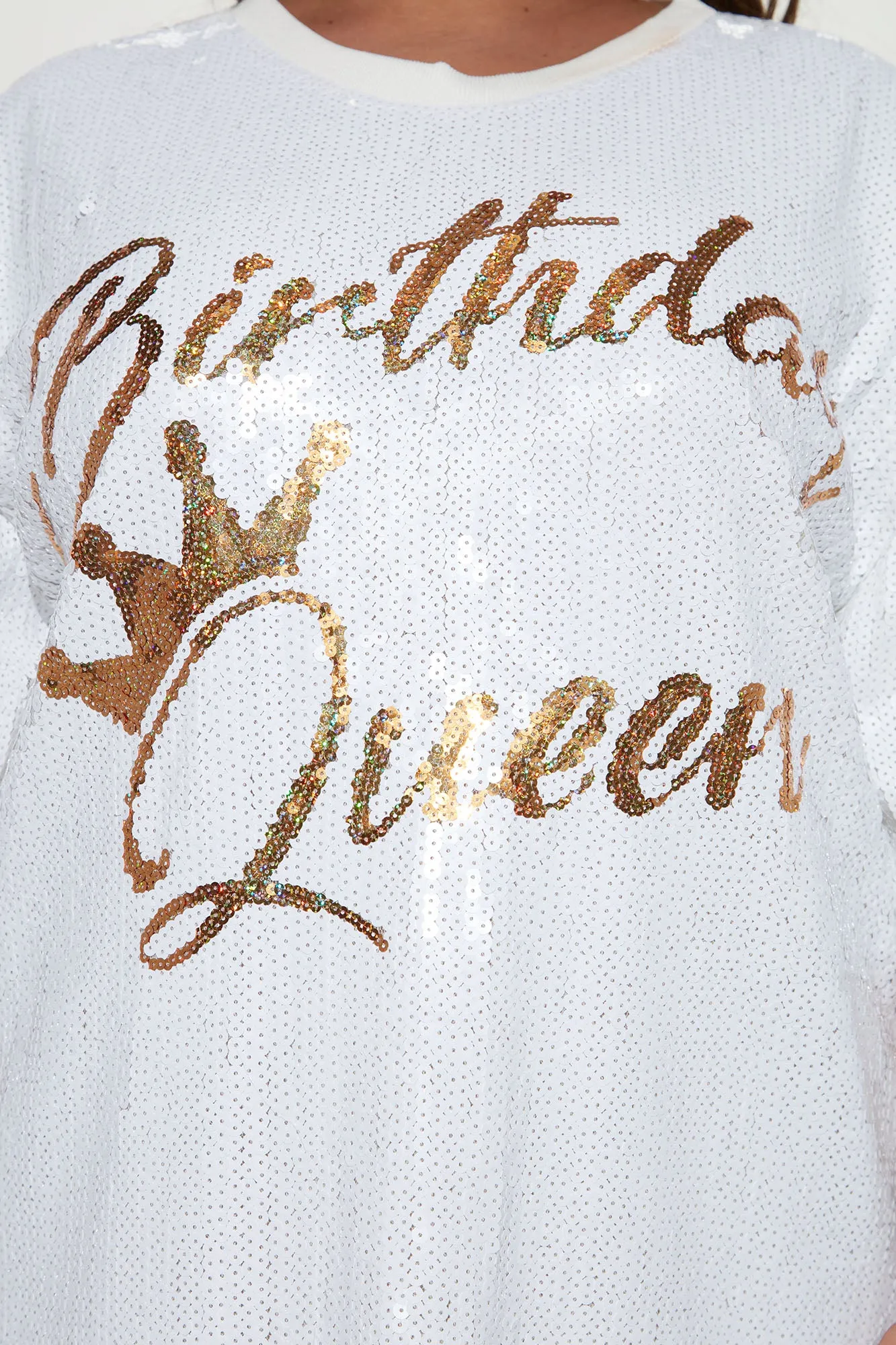 Birthday Queen Sequin Tunic - White