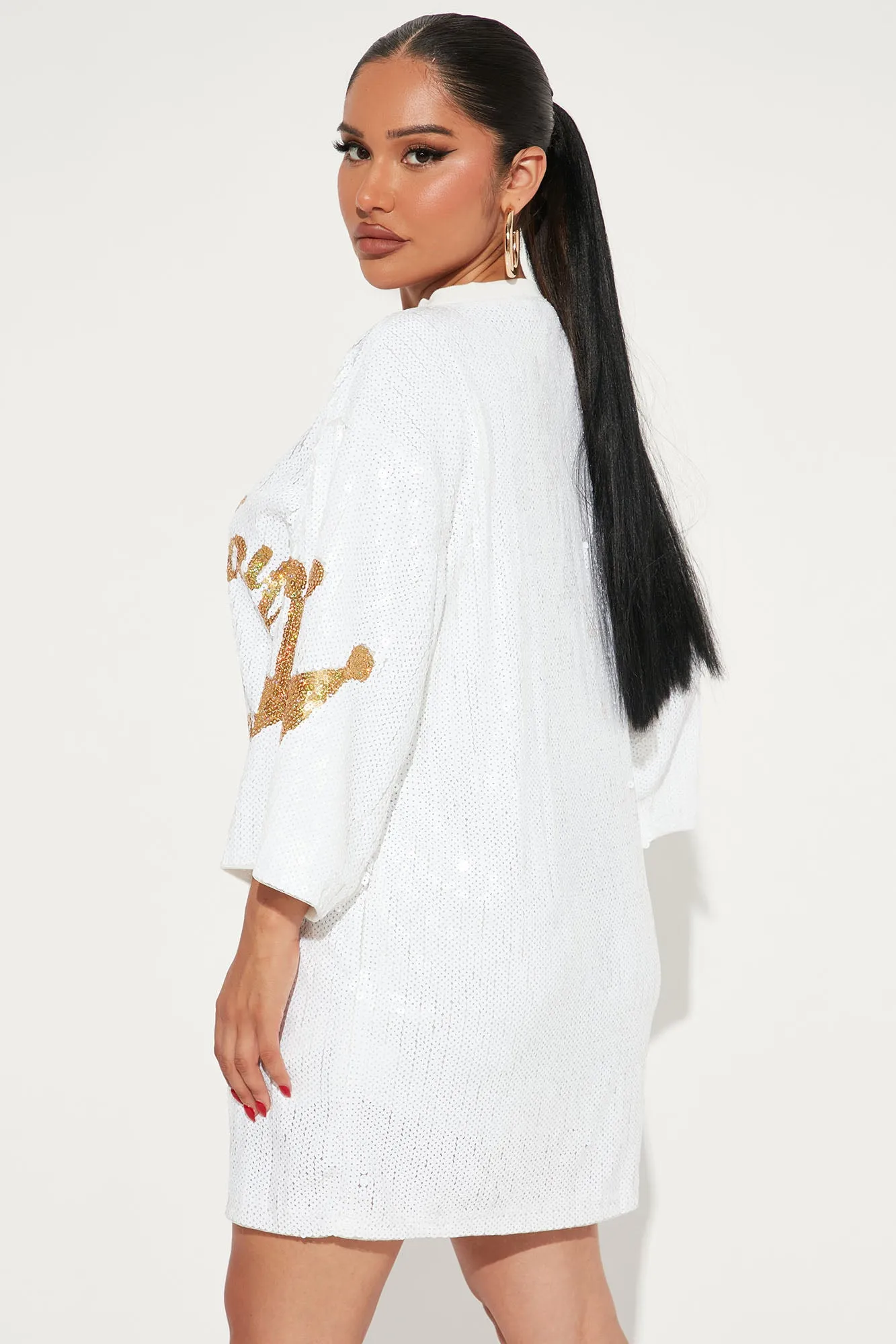 Birthday Queen Sequin Tunic - White