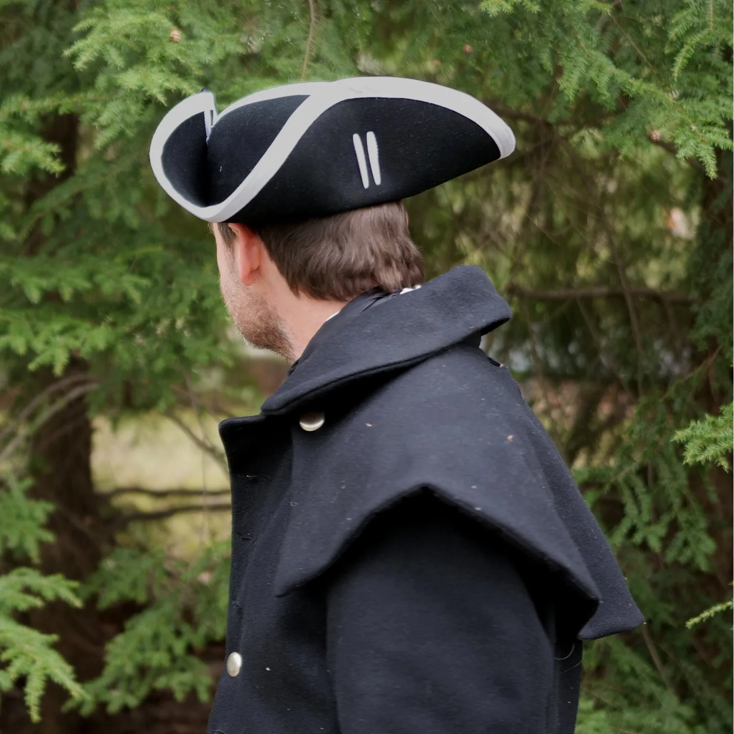 Black Heavy Wool Felt Tricorn