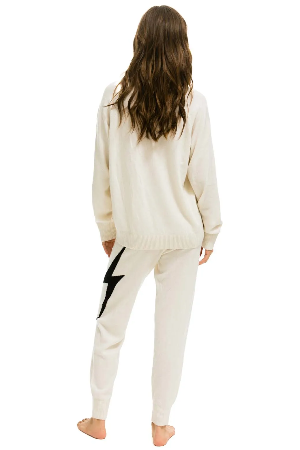 BOLT CASHMERE LIGHT SWEATER PANT - VINTAGE WHITE // BLACK BOLT