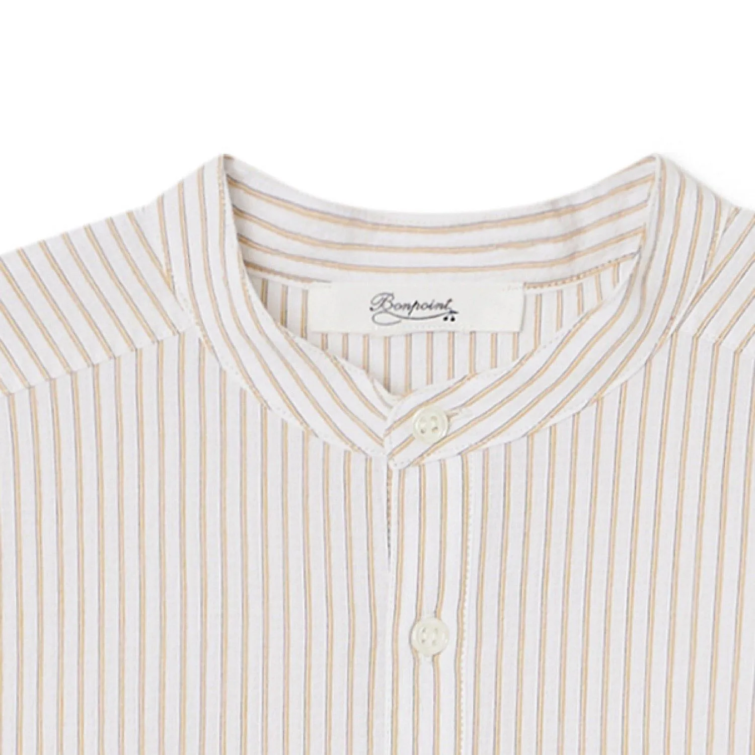 Bonpoint Boys Stripped Cotton Shirt Pale Yellow