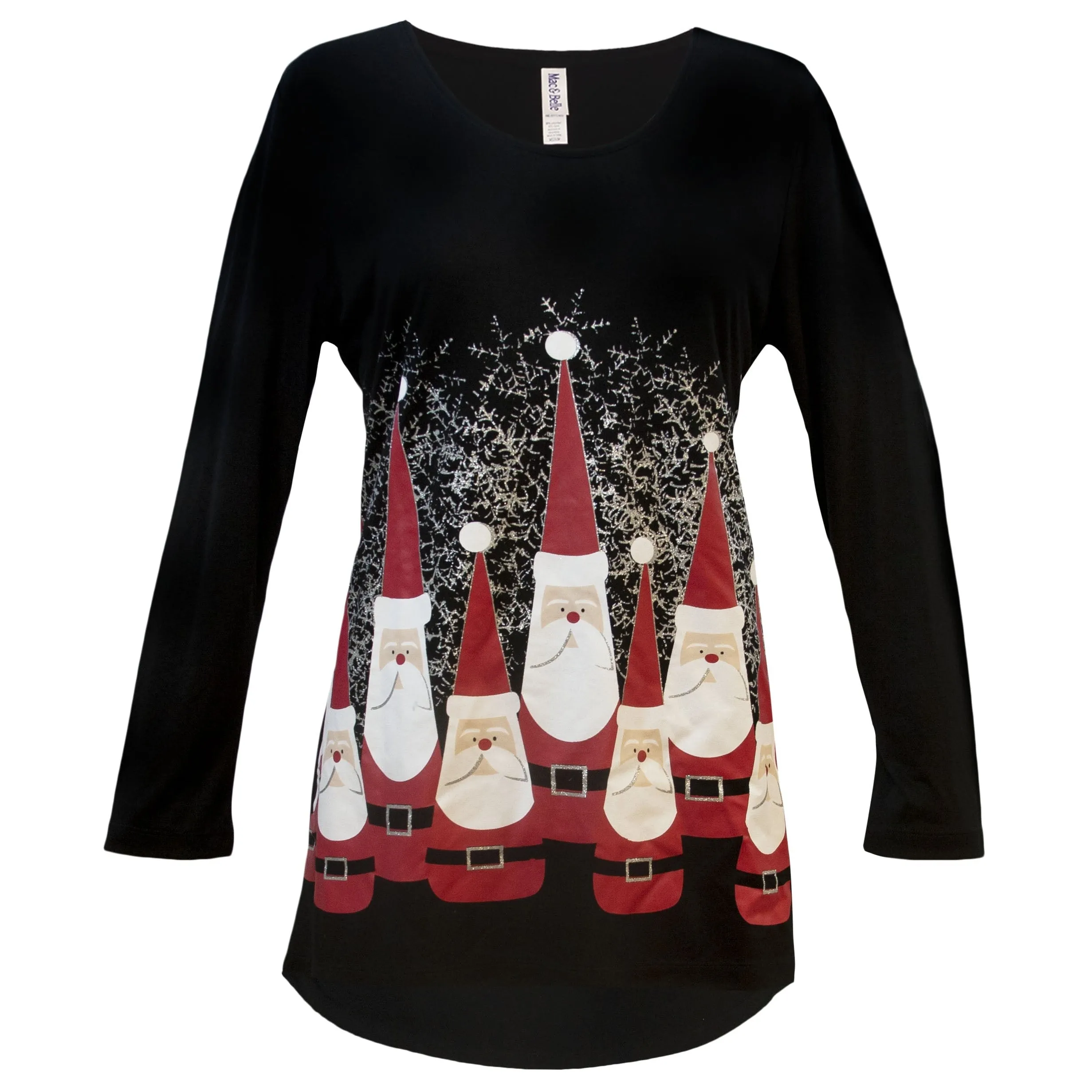 Bowling Pin Santa Women's Holiday Swing Top, by Mac & Belle