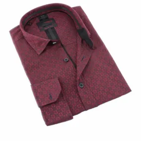 Burgundy Jacquard Button Down Shirt