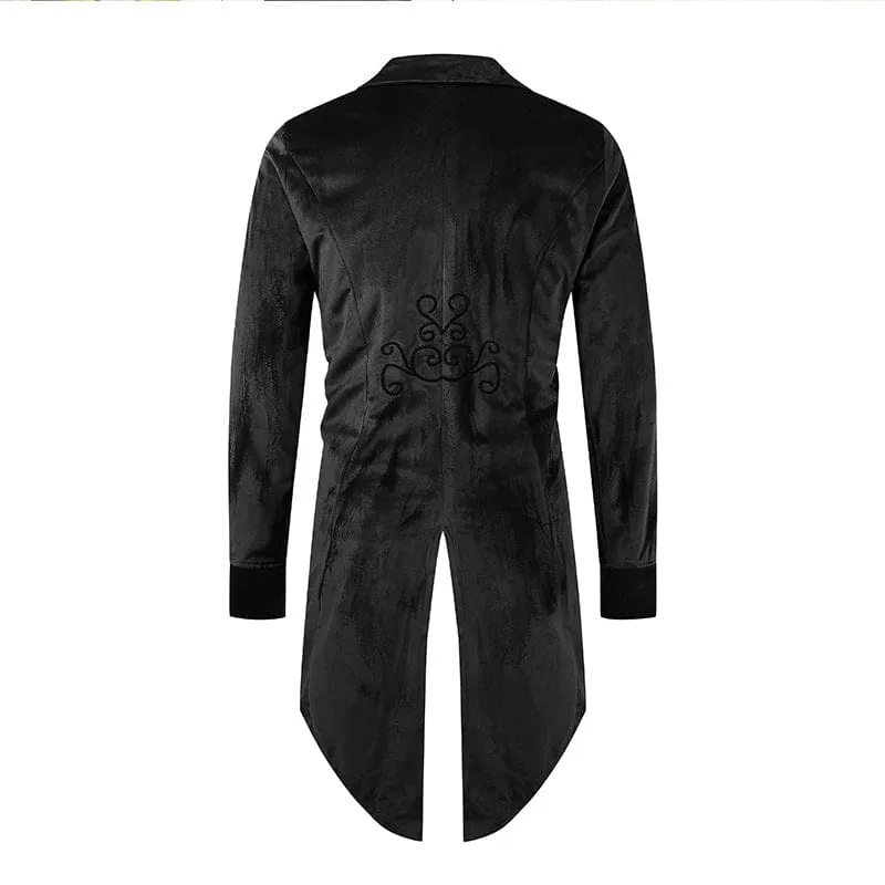 Burgundy Velvet Long Sleeve Button Tuxedo Coat for Cosplay