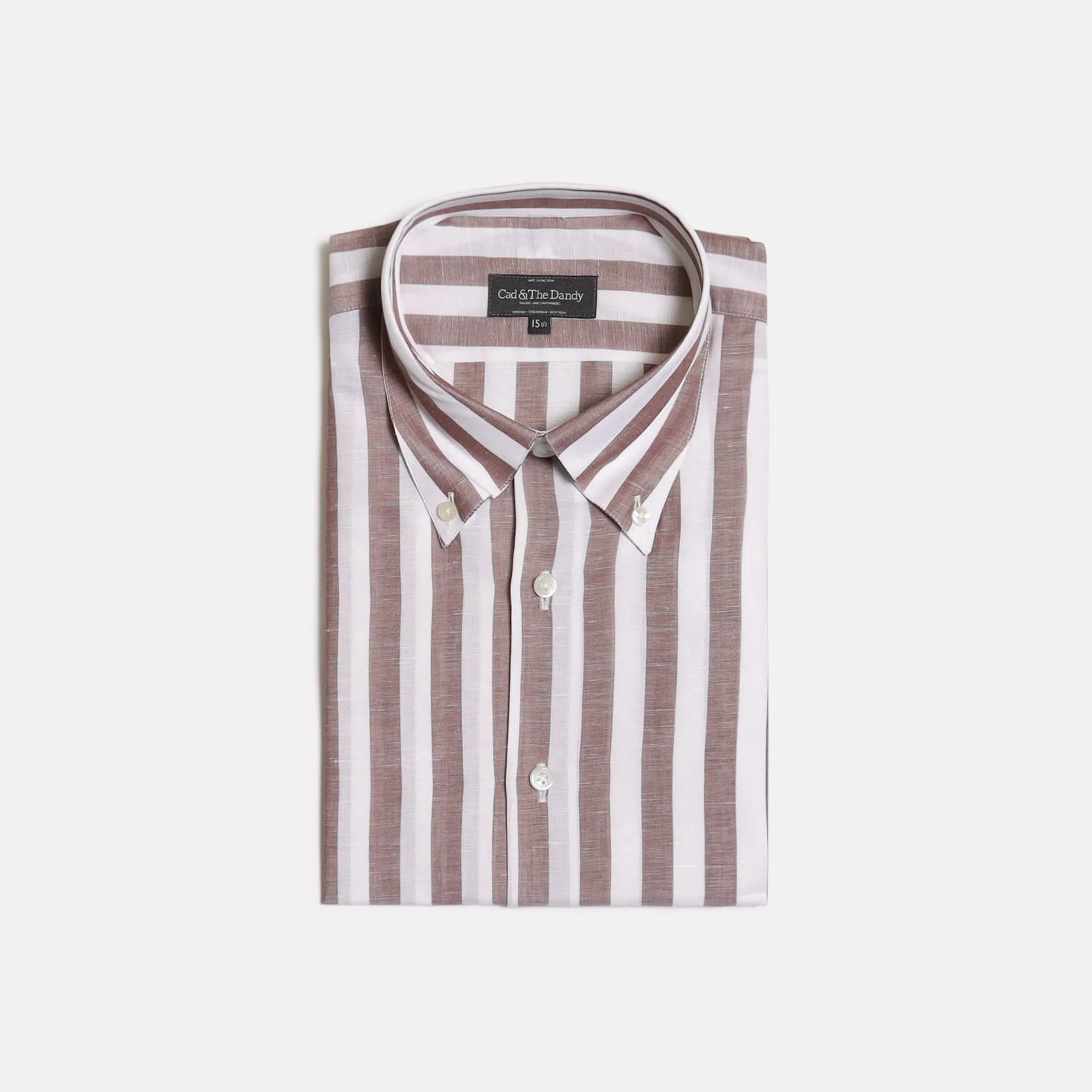 Button Down Shirt in Wide Brown Stripe