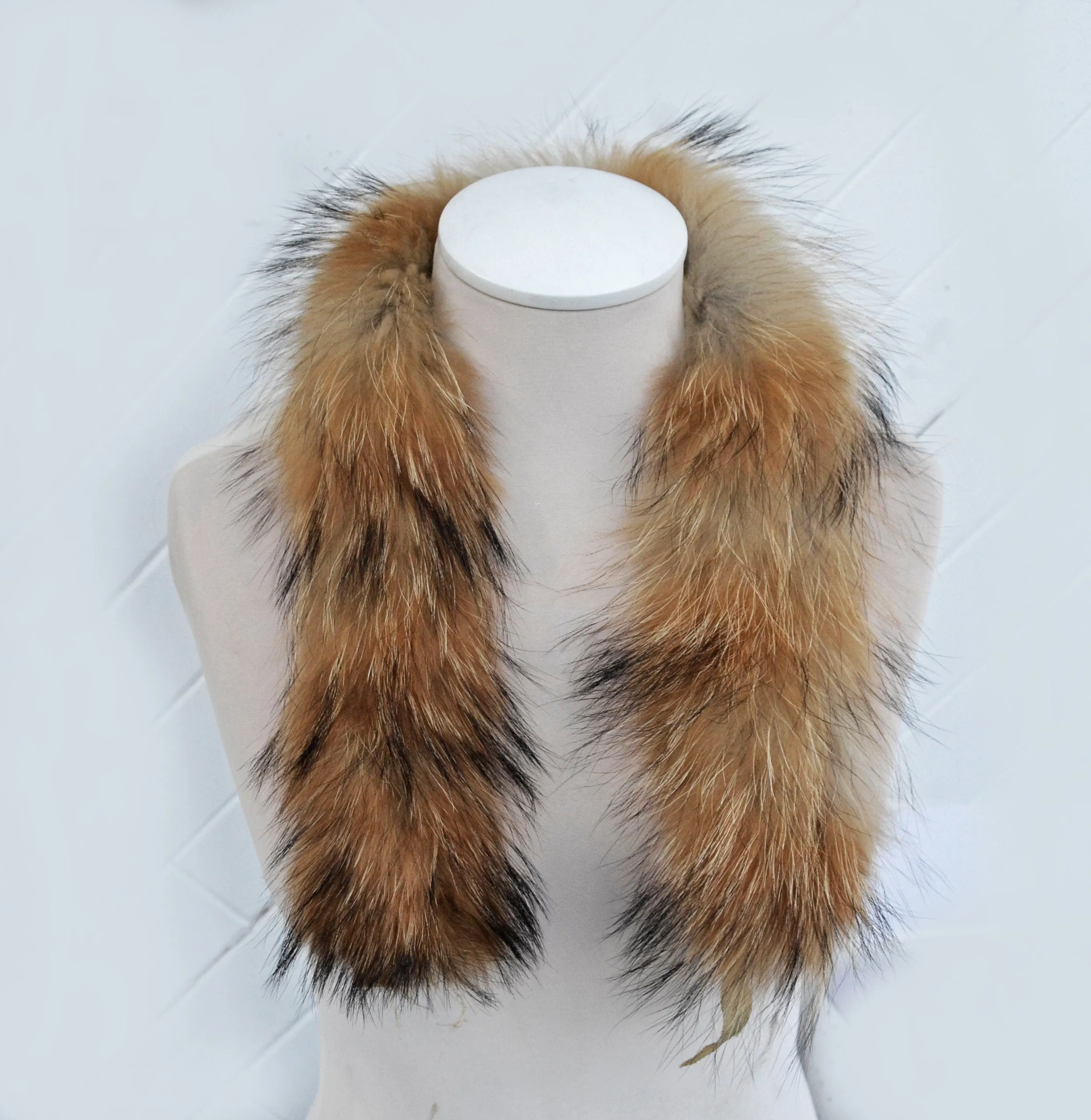 BY ORDER, 70 cm Real Raccoon Fur Collar, Fur Trim for Hoodies, Raccoon Fur Collar, Fur Scarf, Fur Ruff, Raccoon Fur Hood, Raccoon Fur