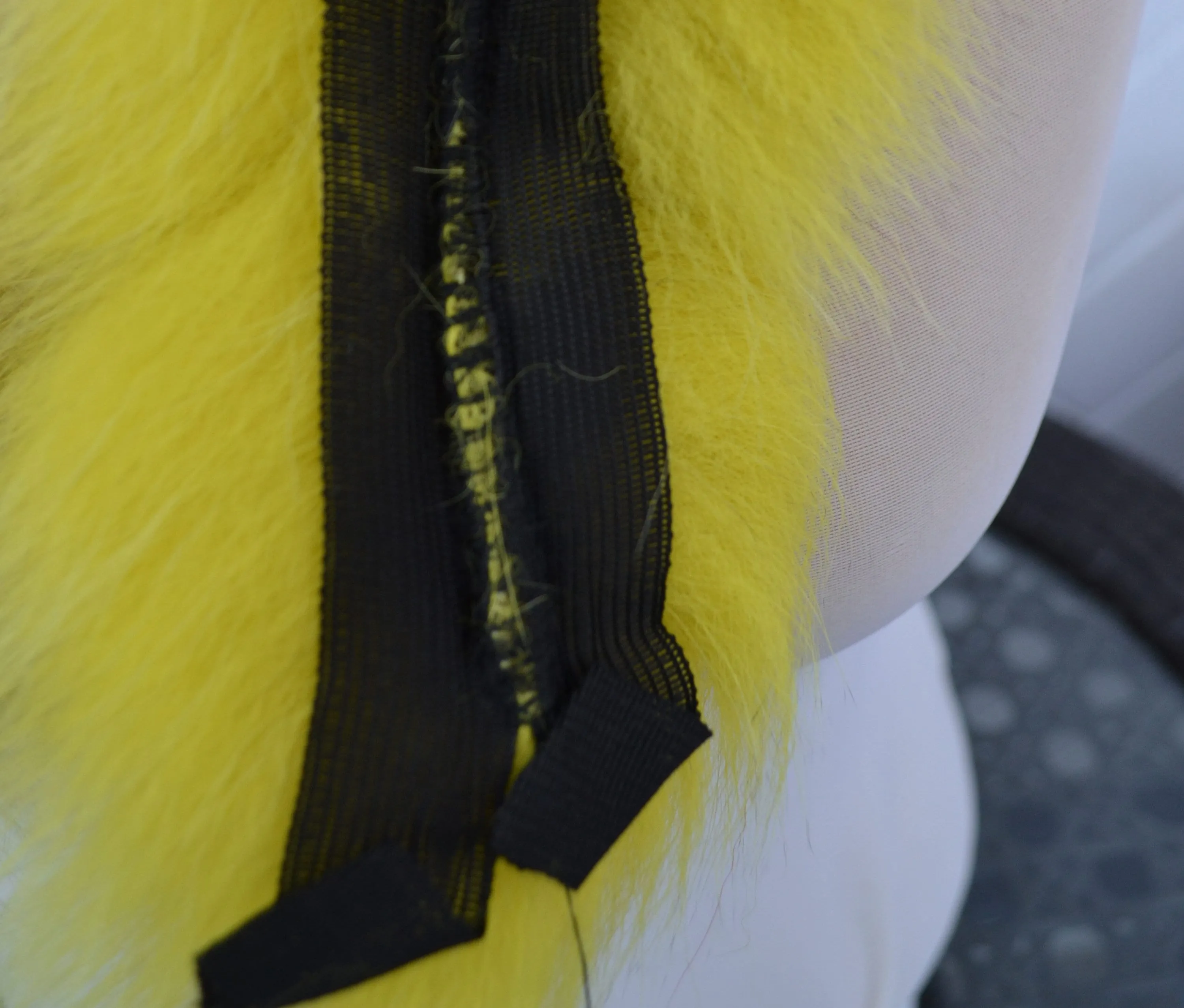 BY ORDER, Real Fox Fur (Tail) Trim Hood, Fur collar trim, Fox Fur Collar, Fur Scarf, Fur Ruff, Fur Hood, Fur stripe, Coat Trim, Yellow