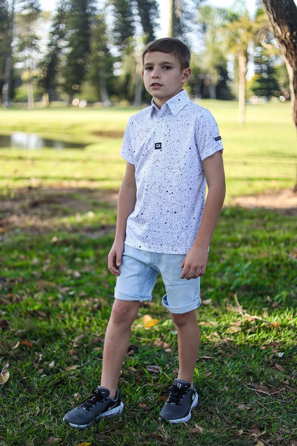 CA JNR Funky Golf Shirt | Ink Splatter