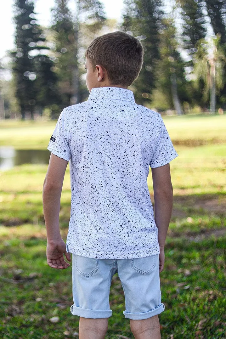 CA JNR Funky Golf Shirt | Ink Splatter