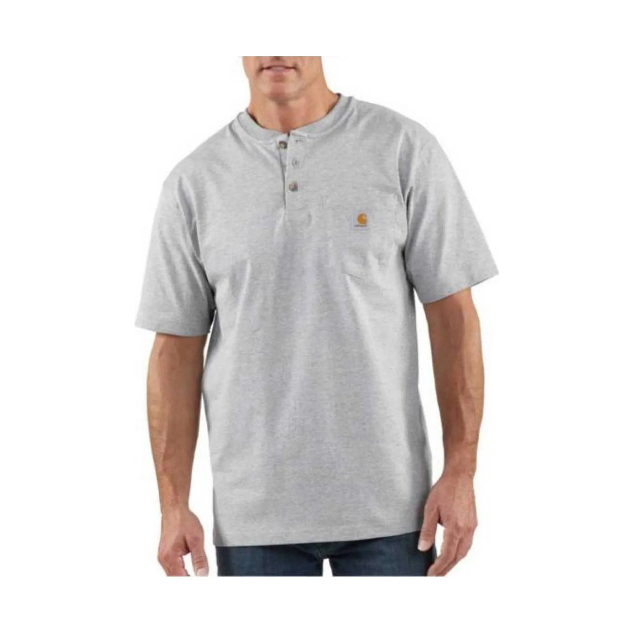 Carhartt Men's Workwear Short Sleeve Henley - Heather Grey