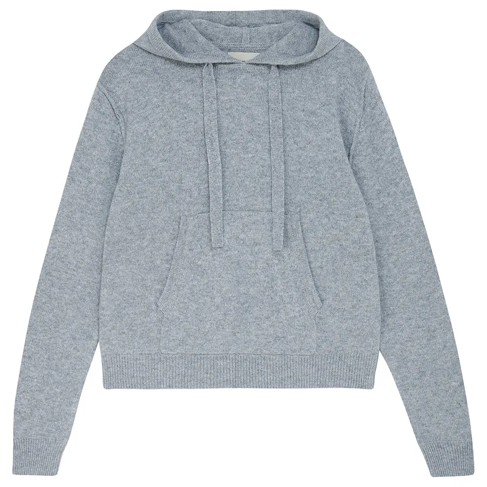 Cashmere Wool Hoodie in Mid Grey