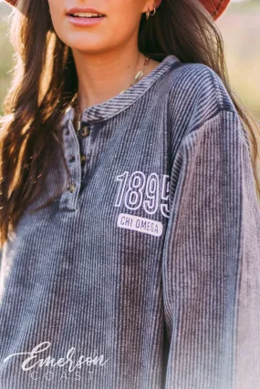 Chi O Charcoal Corduroy Henley