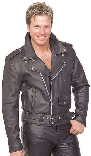 Classic Leather Motorcycle Jacket for Men #M110EC