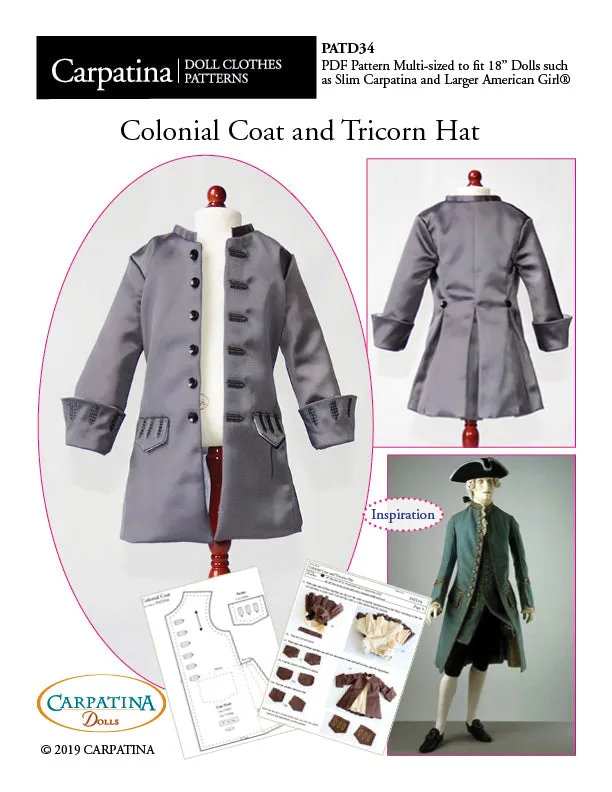 Colonial Coat and Tricorn Hat - Multi-Sized Pattern PDF or Print