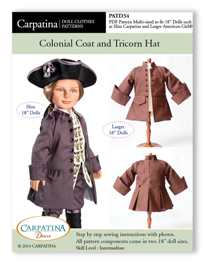 Colonial Coat and Tricorn Hat - Multi-Sized Pattern PDF or Print