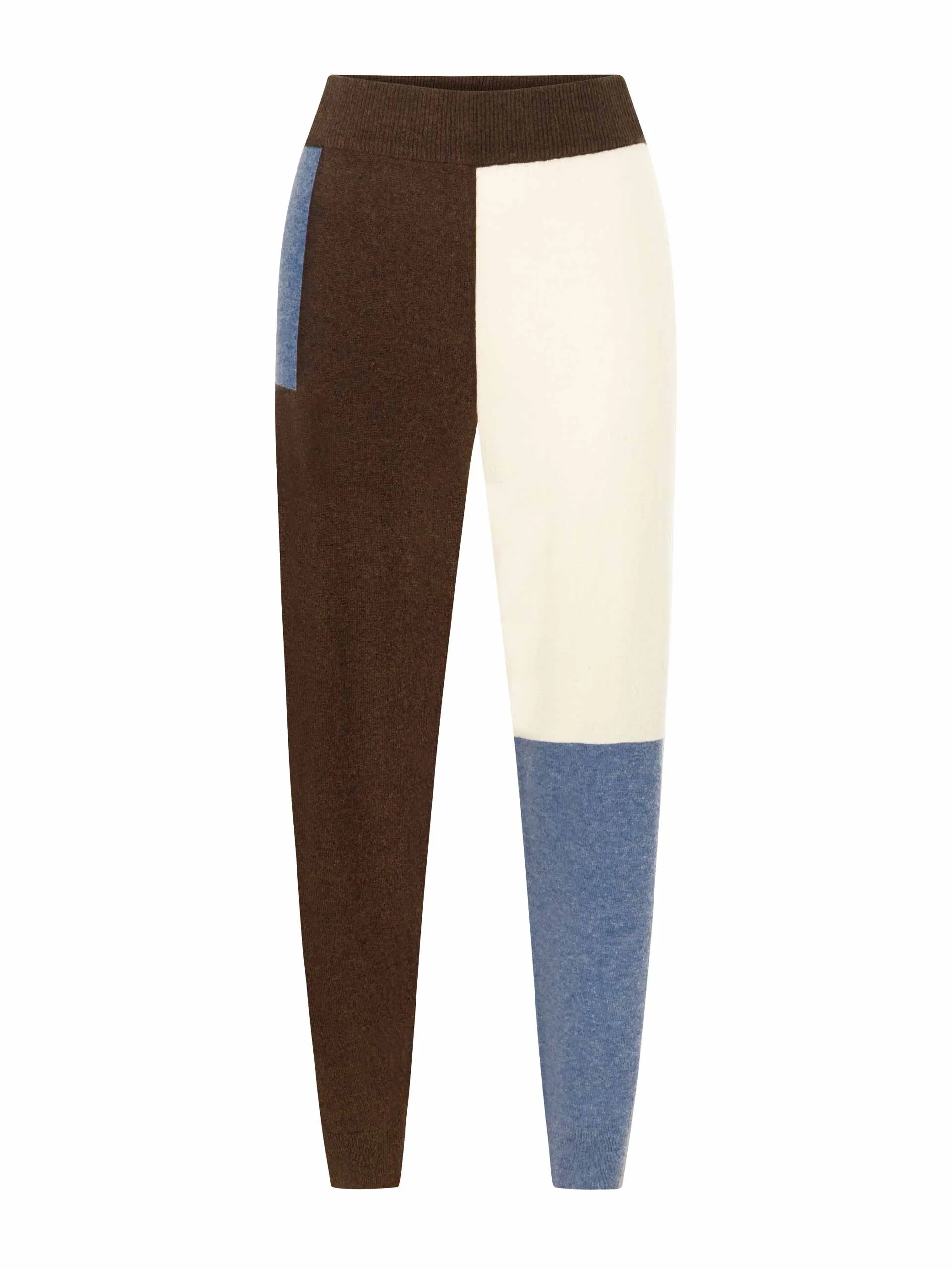 Colour block cashmere joggers