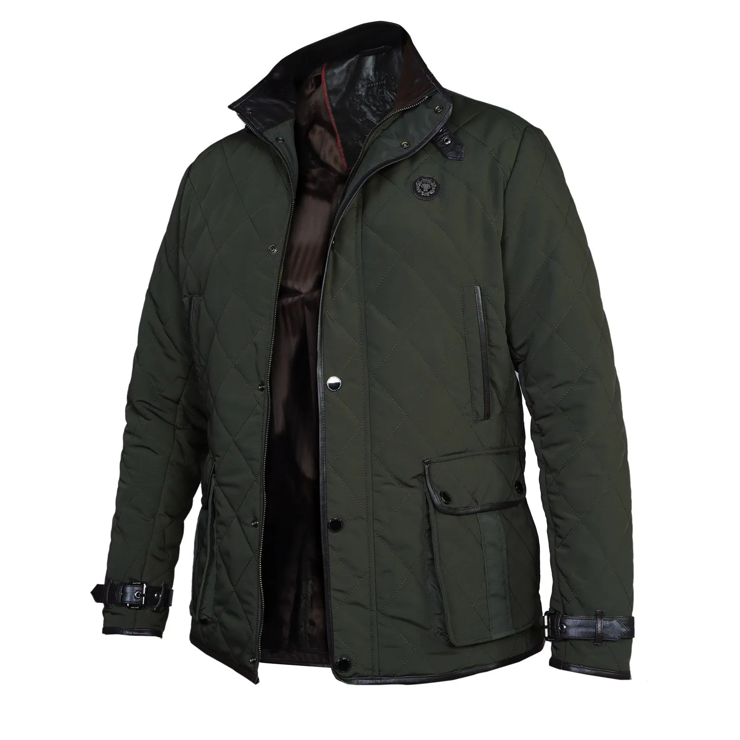 Contrasting Green-Dark Brown Puffer Coat Jacket by Brune & Bareskin