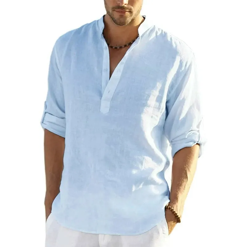 Cotton and linen shirt for men - breathable and stylish