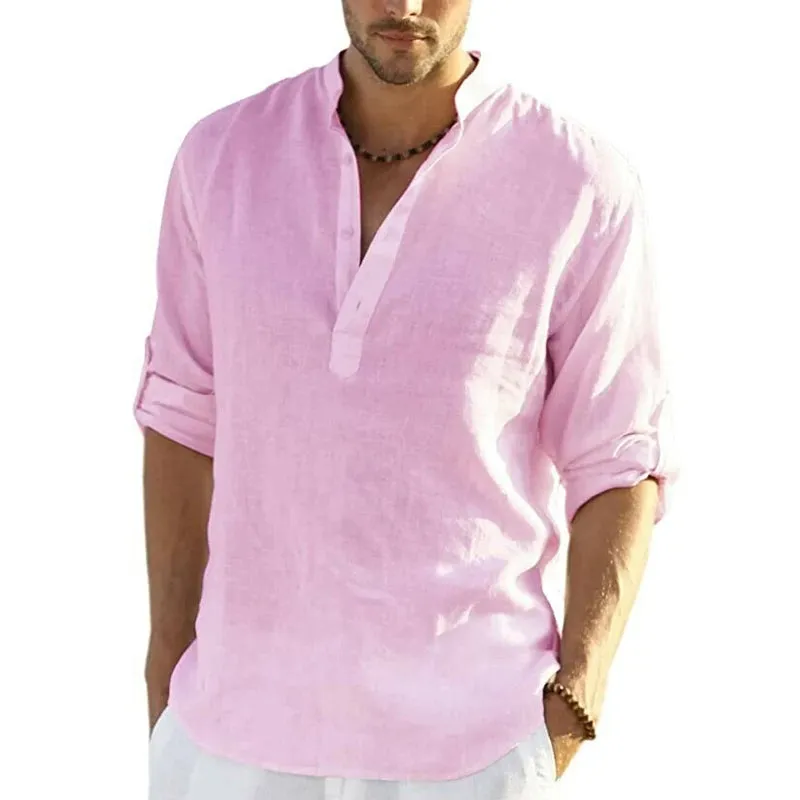 Cotton and linen shirt for men - breathable and stylish