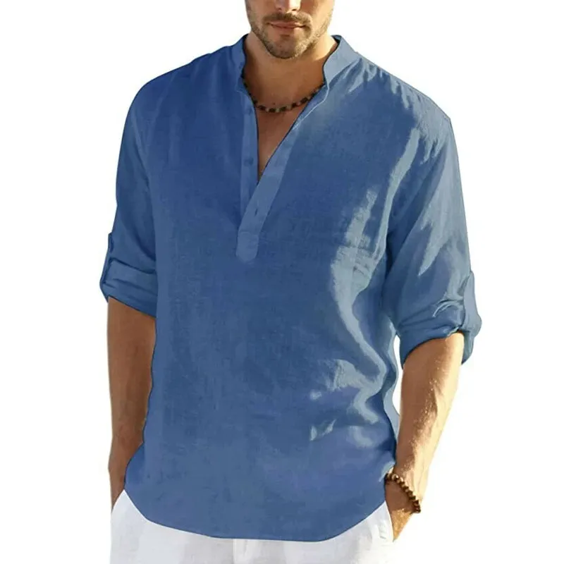 Cotton and linen shirt for men - breathable and stylish