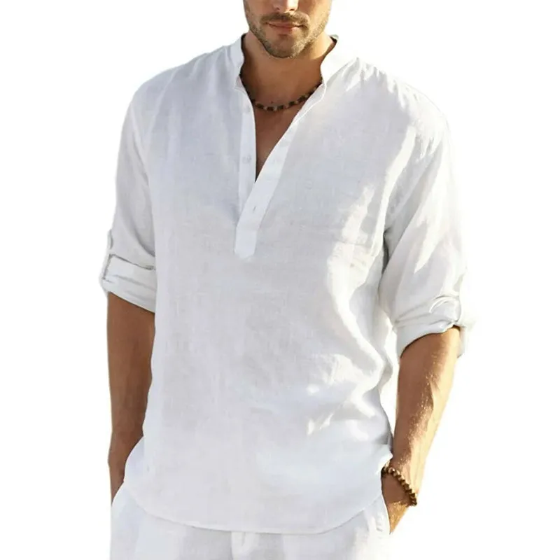 Cotton and linen shirt for men - breathable and stylish