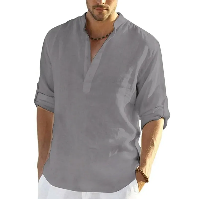 Cotton and linen shirt for men - breathable and stylish