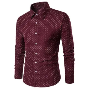 Cotton Printing Long Sleeve Plus Size Shirt for Men Bussiness Casual Solid Color