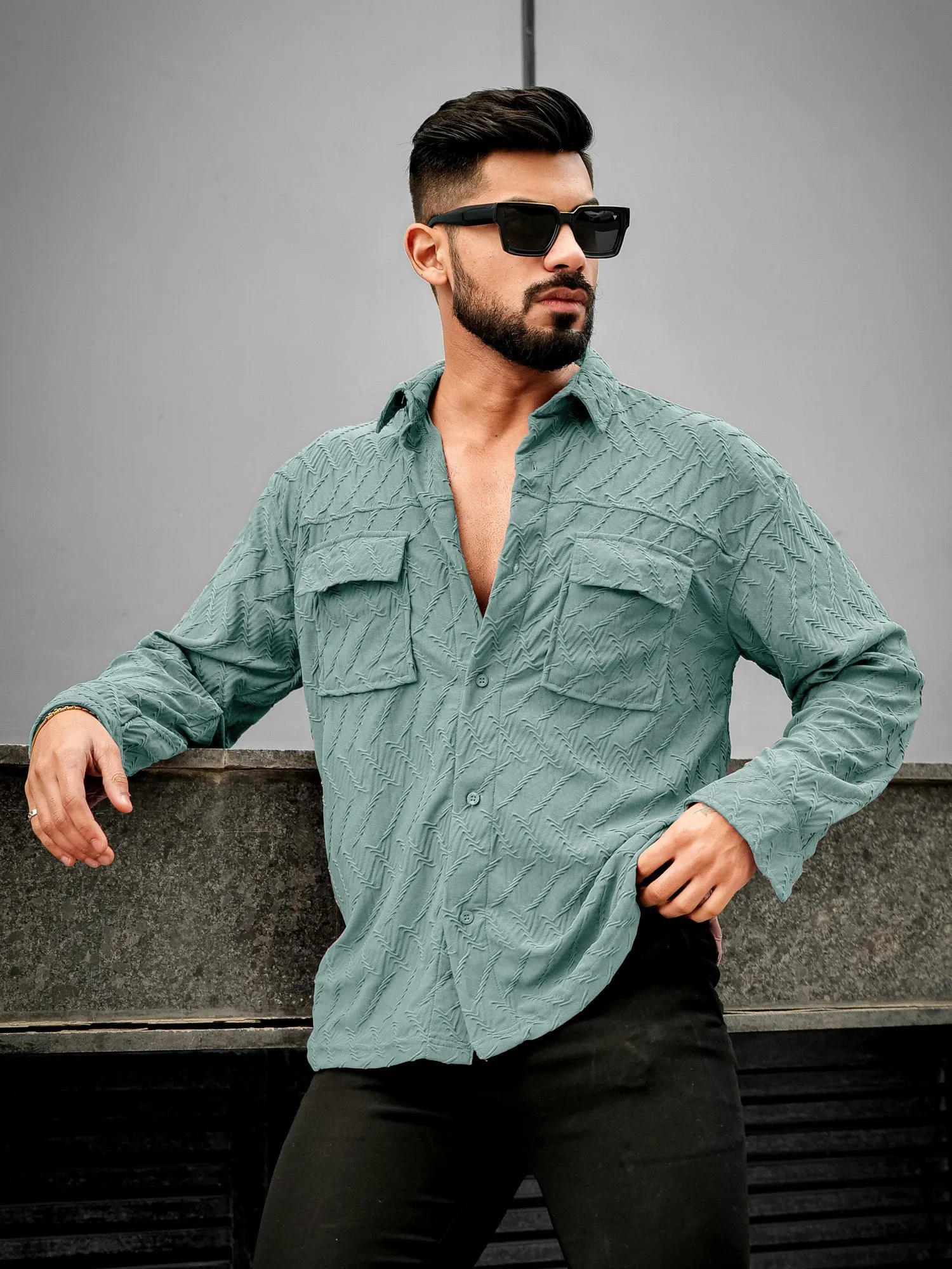 Creased Hunter Green Full Sleeve Shirt